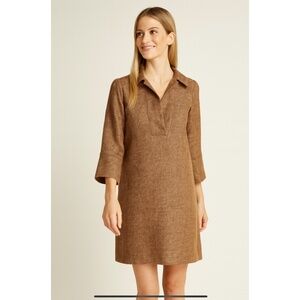 TUCKERNUCK AMELIA BASKET WEAVE SHIRT DRESS SWING SHAPE 3/4 SLEEVE POCKETS NEW XS